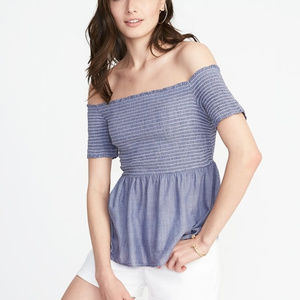 NWT Off Shoulder Chambray Top XS